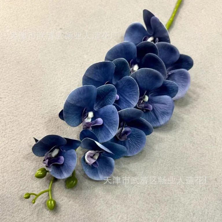 9 گل ارکیده پروانه‌ای مصنوعی با گلبرگ فیلمی 3D چاپی با حس لمس واقعی، گل ارکیده مصنوعی برای عروسی، گل‌آرایی و دکوراسیون منزل