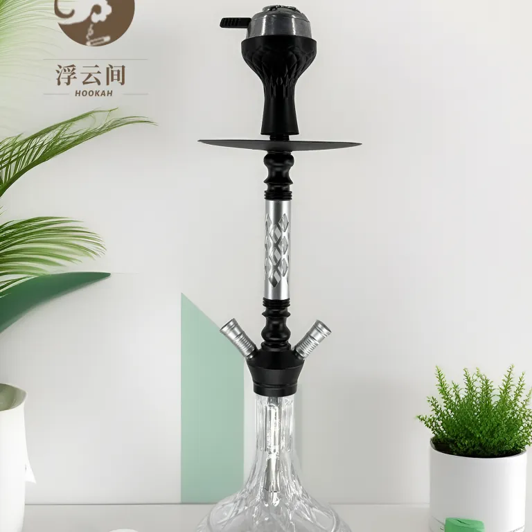 قلیان عربی لوکس مخصوص بار، کافی‌شاپ و مجالس شبانه، سایز متوسط شیشه‌ای دولوله