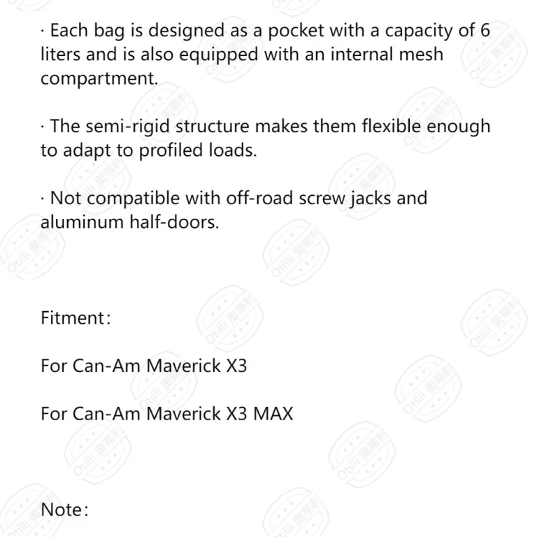 لوازم جانبی موتورسیکلت و UTV Can-Am Maverick X3 MAX کیف ابزار درب پایین 6L کیف کناری
