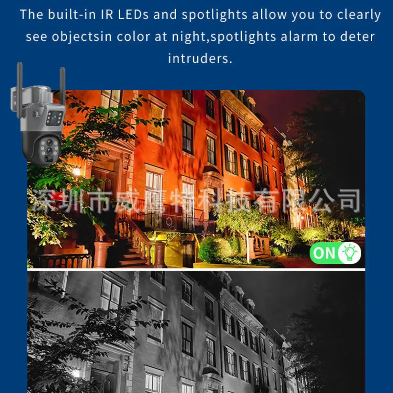 V380 دوربین مداربسته خورشیدی چرخش 360 درجه کنترل از راه دور با موبایل سه لنز برای فضای باز و خانگی زوم 10 برابر 4G