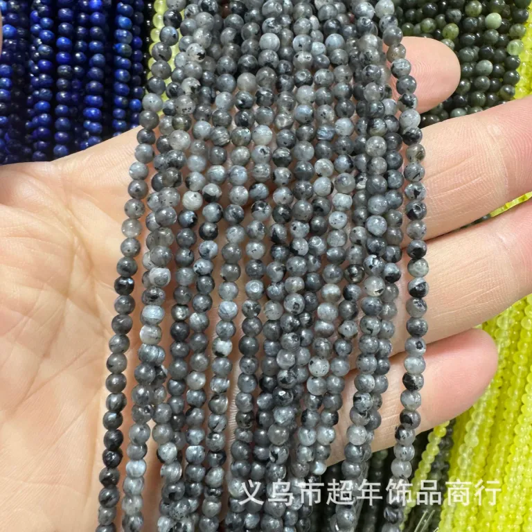 2mm3mm4mm مهره‌های گرد کوچک سنگ طبیعی، لوازم جانبی زیورآلات، آمیتیست، آونتورین سبز، تورمالین، مهره‌های DIY عمده