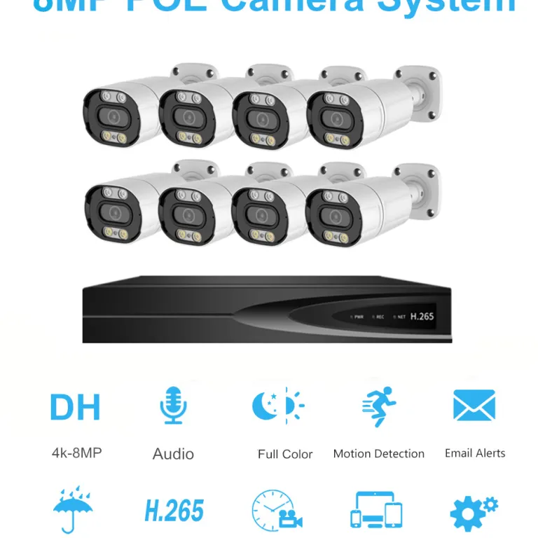 کیت دوربین مداربسته Acarte 8mp 4k تمام‌رنگی POE