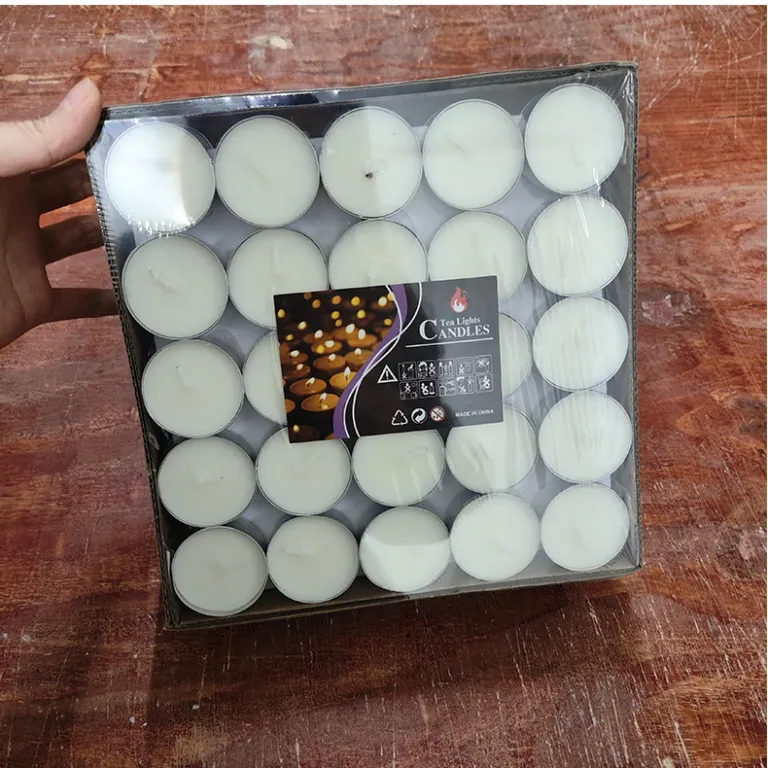 100 بسته 4 ساعته شمع بدون دود برای گرم کردن چای پارافینی مناسب تولد و ابراز عشق گرد 50 عددی عمده