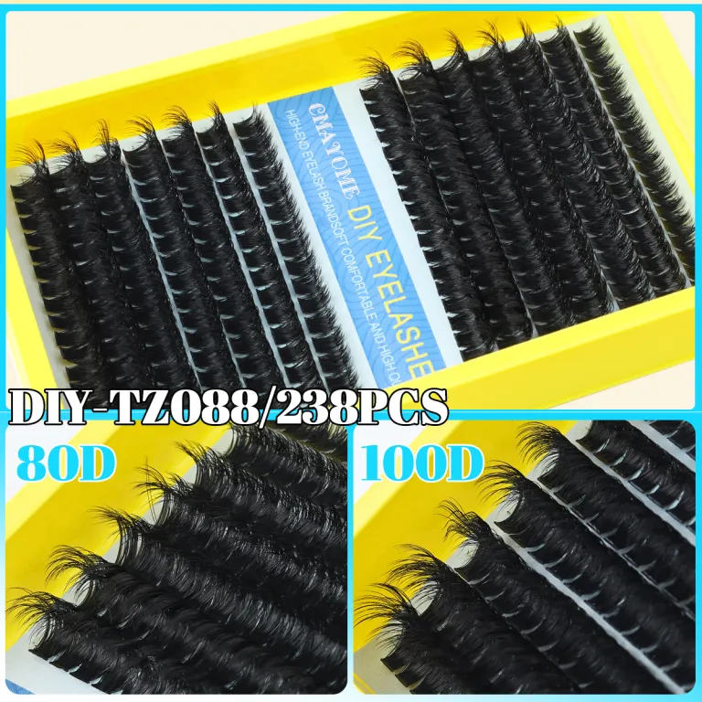 ست مژه مصنوعی پرپشت 280 دسته‌ای فر D مخلوط 10-20m فرخورده DIY مژه تکه‌ای