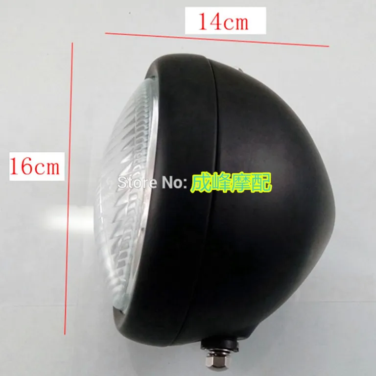 GN125 چراغ جلوی رترو CG125 چراغ بزرگ رترو قابل تغییر برای موتورسیکلت چراغ نور بالا و پایین گرد مشکی آبکاری شده