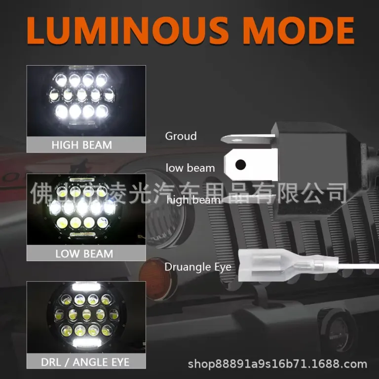چراغ جلو LED موتورسیکلت 75W7 اینچ گرد مناسب آفرود جیپ رانگلر و هارلی