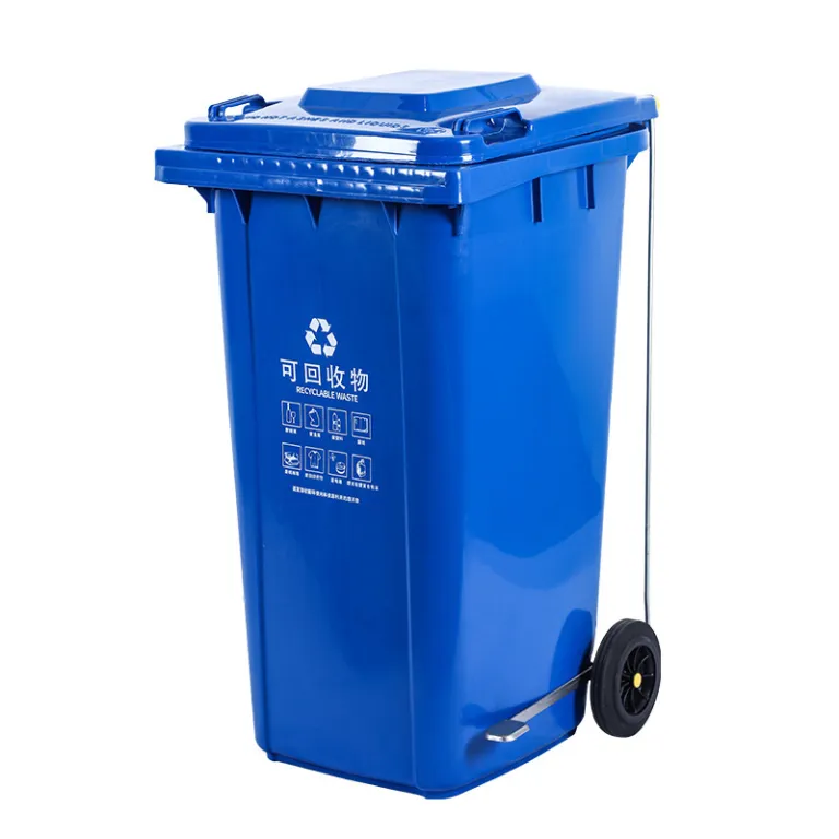 360L سطل زباله تفکیک زباله پارک و خیابان 240L لیتری بزرگ بهداشتی درب‌دار برای فضای باز عمده