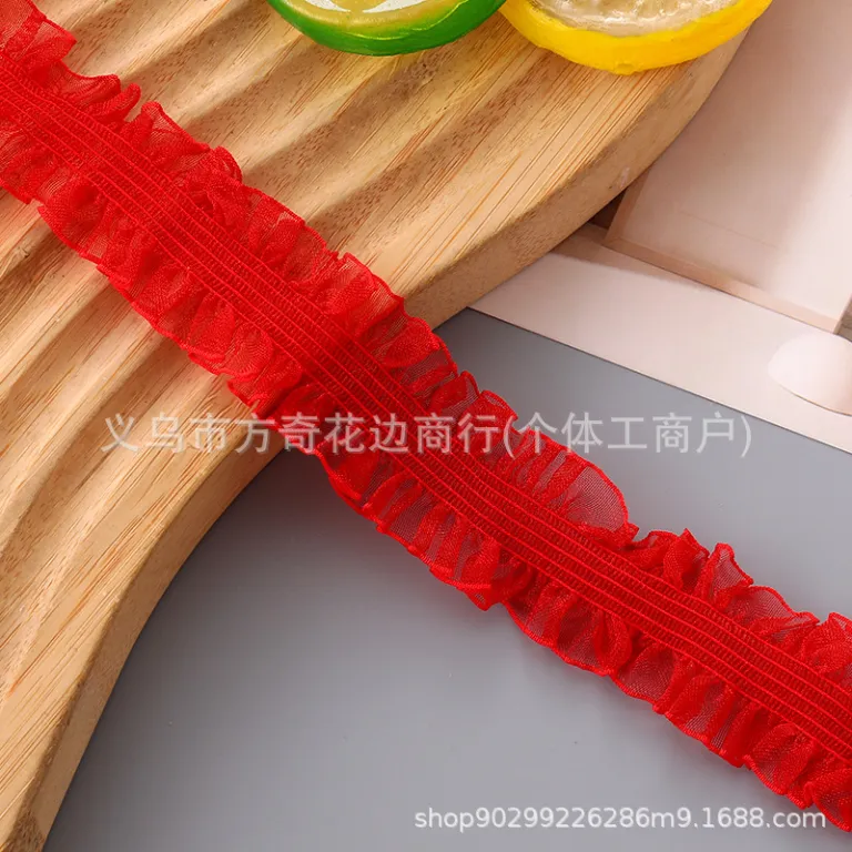 کش لبه چیندار با نوار توری، مناسب برای DIY دامن، یقه چینخورده و توری مشبک، از ملزومات و لوازم جانبی پوشاک