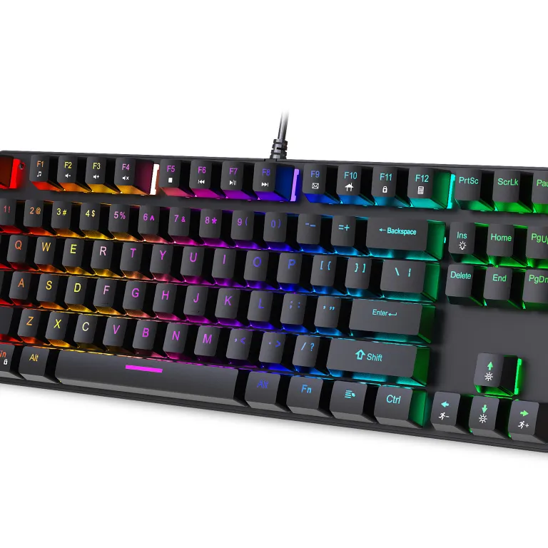 کیبورد مکانیکی فلزی K87 با 87 کلید، نور RGB، سوییچ آبی، مناسب بازی و اداری