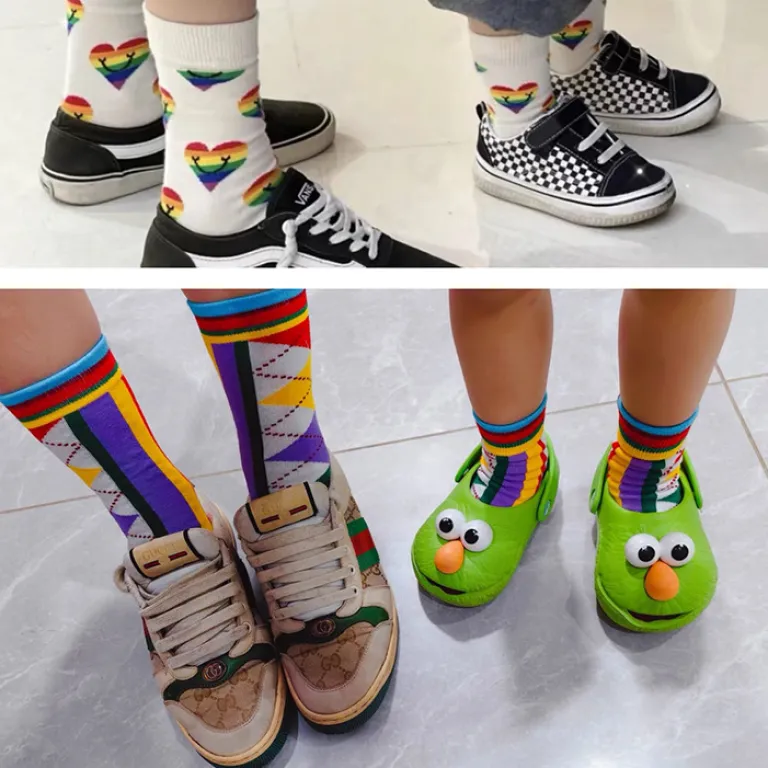 جوراب بچگانه HappySocks طرح کارتونی ساق متوسط مدل هایپی مناسب دختر و پسر برای استفاده بیرون از منزل طرح بامزه عمده و خانوادگی