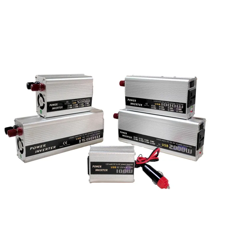 اینورتر خودرو موج اصلاح‌شده نقره‌ای پرفروش 150W تا 2000W تبدیل DC12V به AC220V