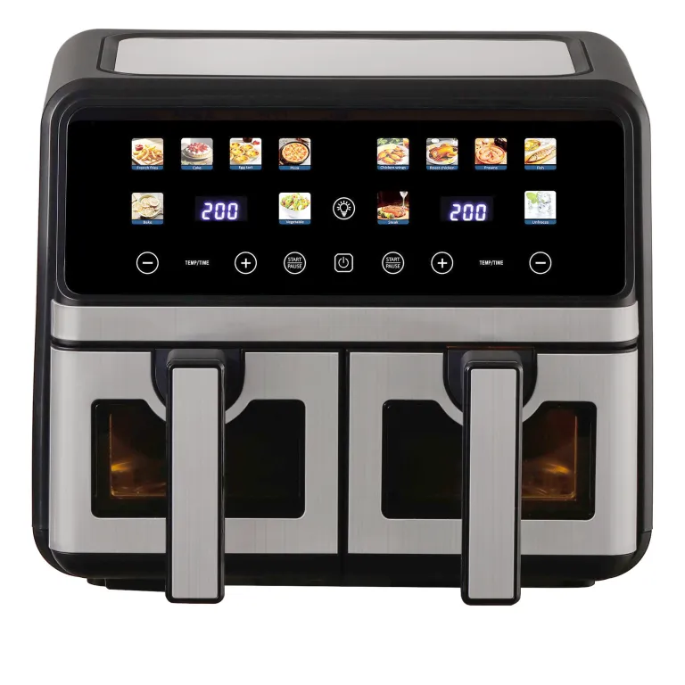 سرخ‌کن بدون روغن دو مخزنه خانگی Air Fryer با ظرفیت بزرگ، چندکاره و قابل مشاهده، هوشمند و مناسب صادرات