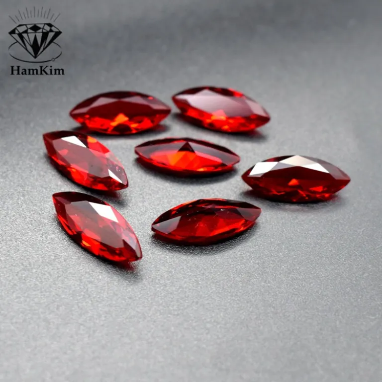 نگین شیشهای قرمز یاقوتی تراش مارکیز 1.5X3-8X16 مخصوص جواهرسازی و تزئینات