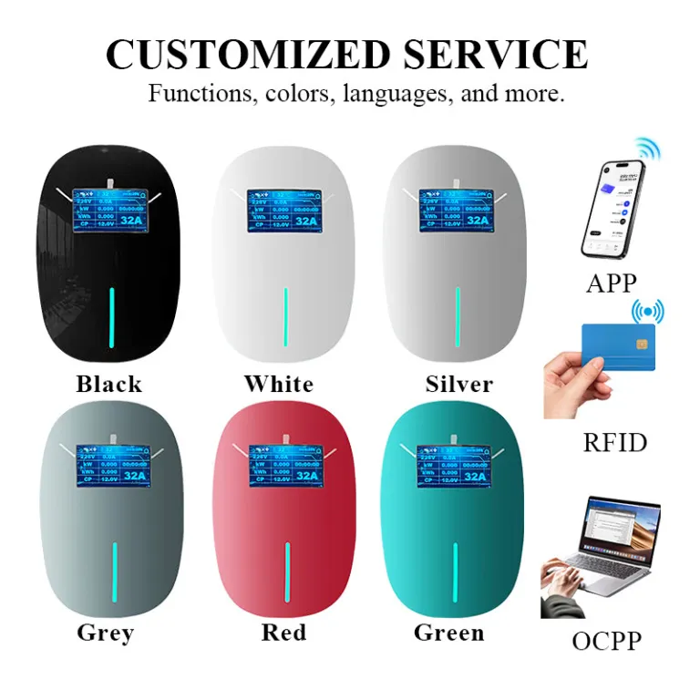 شارژر خودروی برقی 7KW خانگی با استاندارد اروپا برای خودروهای انرژی نو، مناسب برای BYD و تسلا 11KW22KW استاندارد آمریکا