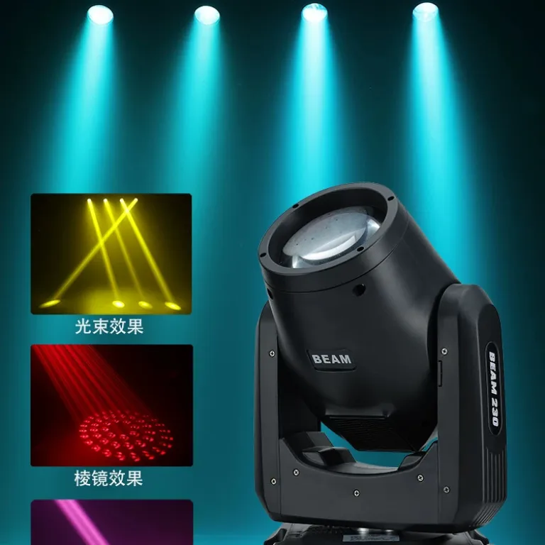 چراغ متحرک پرتویی 230w برای استودیو پخش زنده، نورپردازی صحنه، بار 380W، چراغ چرخان پرسرعت، چراغ کامپیوتری مراسم عروسی و ضیافت