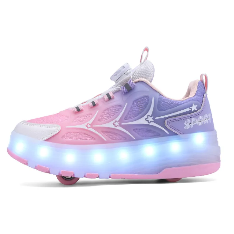 کفش‌های چرخ‌دار هیلیس عمده کارخانه با چراغ LED شارژی، کفش اسکیت چرخ‌دار جمع‌شونده برای کودکان و بزرگسالان