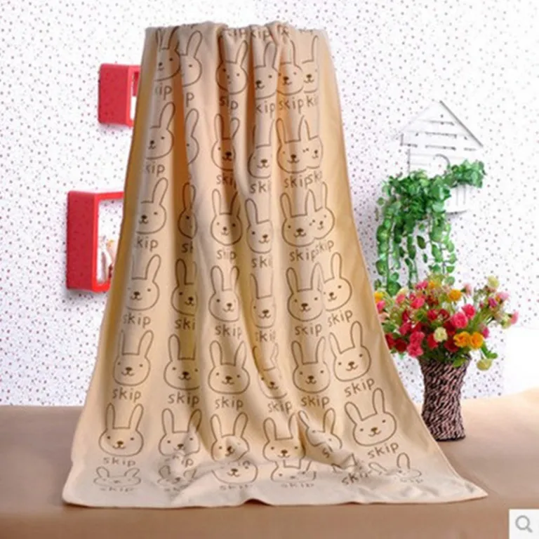 حوله خشک‌کن مو طرح‌دار کراس‌بوردر 400 گرم مخمل ضخیم حوله چاپی کارتونی 35*75 نرم و جاذب آب سر خرگوشی