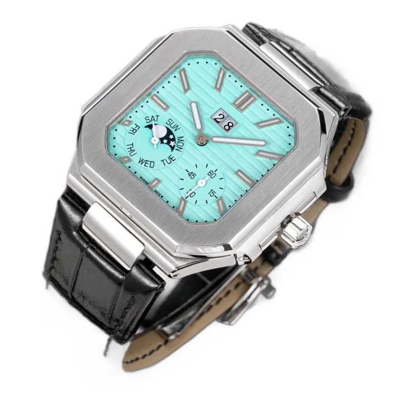 ساعت مردانه کلاسیک تمام اتوماتیک مکانیکی سری Patek Nautilus 5822 با بند چرمی، آماده دراپ‌شیپینگ
