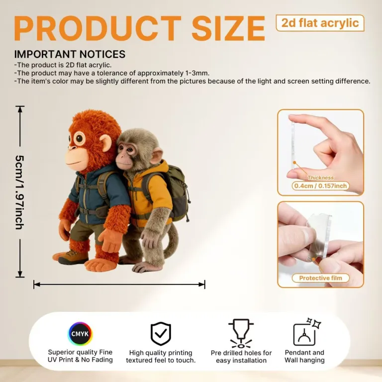 آویز عروسکی میمون Protect Punch قرمز با اکریلیک تخت 2D