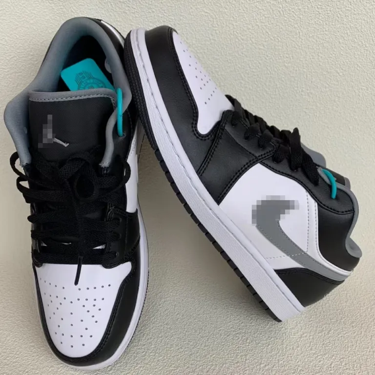کفش بسکتبال ساق کوتاه نایک aj1 طرح پاندا سیاه و سفید و swoosh معکوس جردن 1 چرم لایه اول