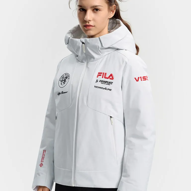 FILA کاپشن اسکی زنانه با پر غاز، راحت، گرم و پایه، کلاه‌دار