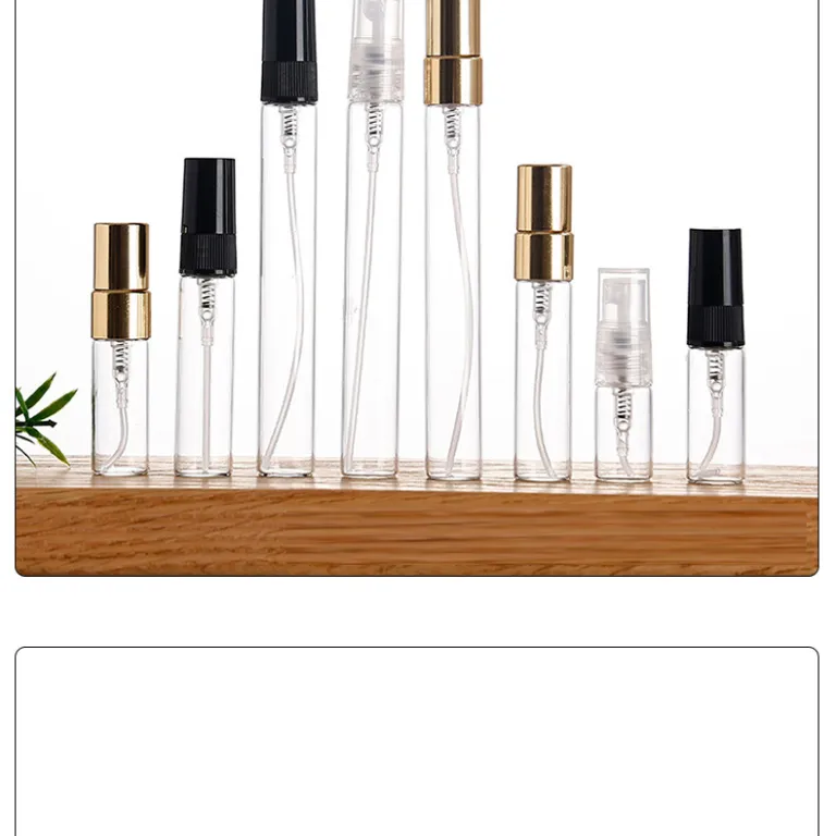 شیشه اسپری عطر ضخیم موجود در انبار کارخانه، مناسب نمونه عطر و پرفیوم قابل حمل، شیشه‌ای لوکس