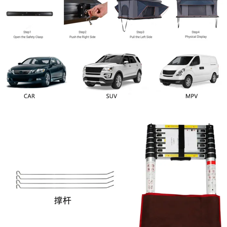 چادر سقفی خودرو SUV آلومینیومی سخت با بازشوی خودکار مستقیم قابل حمل برای کمپینگ