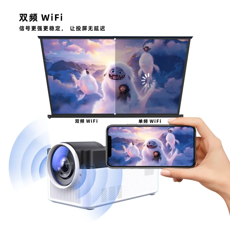 HY450 پروژکتور فوق کوتاهبرد 1080P کیفیت بالا 8K دیکودر 1000 لومن WiFi6 پروژکتور بینالمللی