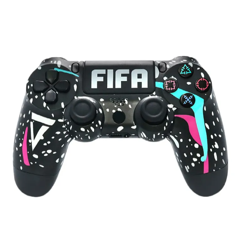 دسته بازی بی‌سیم بلوتوثی ps4 با دو موتور لرزشی، ژیروسکوپ شش‌محوره و لرزش کامل ps4