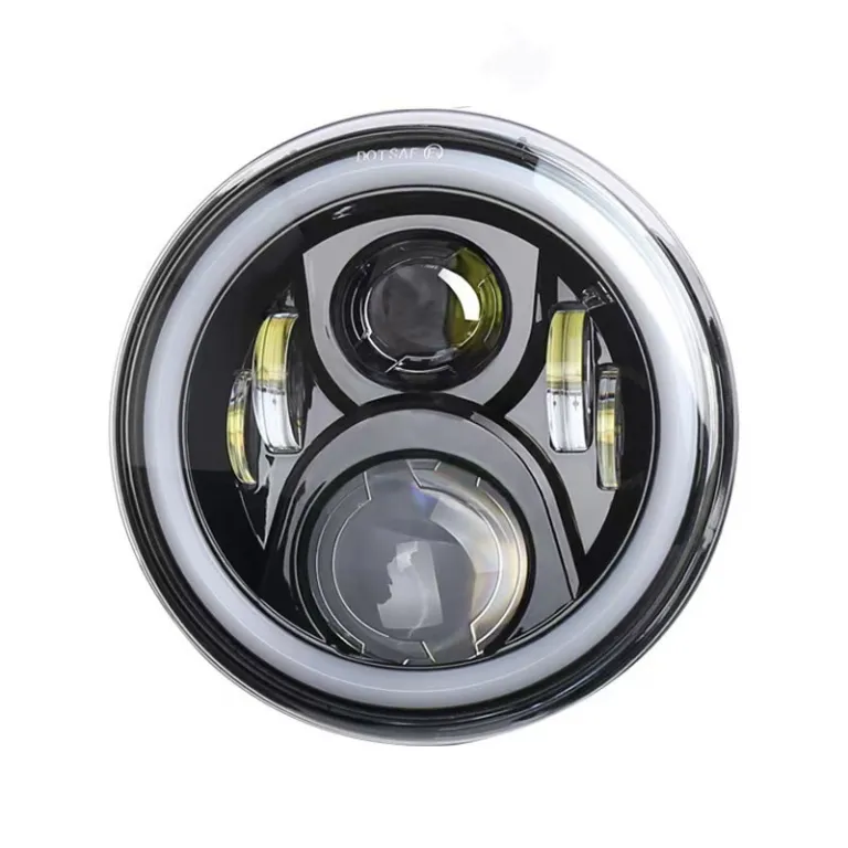 7 اینچ چراغ بزرگ هارلی رانگلر 6 مهره 60W اصلاح‌شده موتورسیکلت آفرود چراغ جلو LED با چشم فرشته سفید زرد