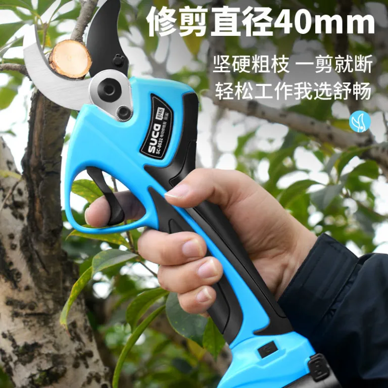 قیچی هرس برقی حرفه‌ای شارژی SC-8631A 40mm قیچی باغبانی بی‌سیم با دهانه بزرگ