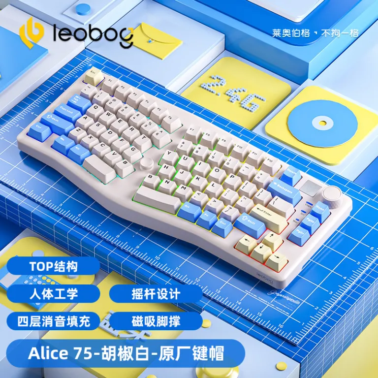 کیبورد مکانیکی آلیس LEOBOG A75 با قابلیت تعویض گرم، RGB، سفارشی‌سازی شده برای بازی و کارهای اداری و تبلت، ساختار TOP