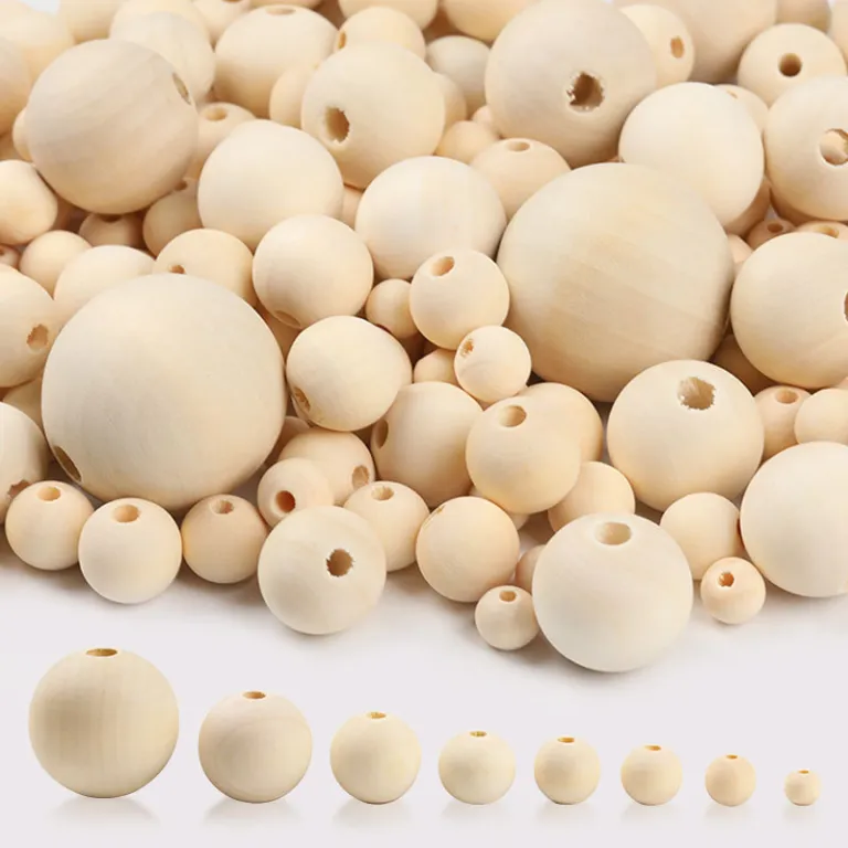 دستبند دست‌ساز مهره گرد چوب هلو مهره چوبی سوراخ‌دار 6-50mm لوازم جانبی DIY عمده