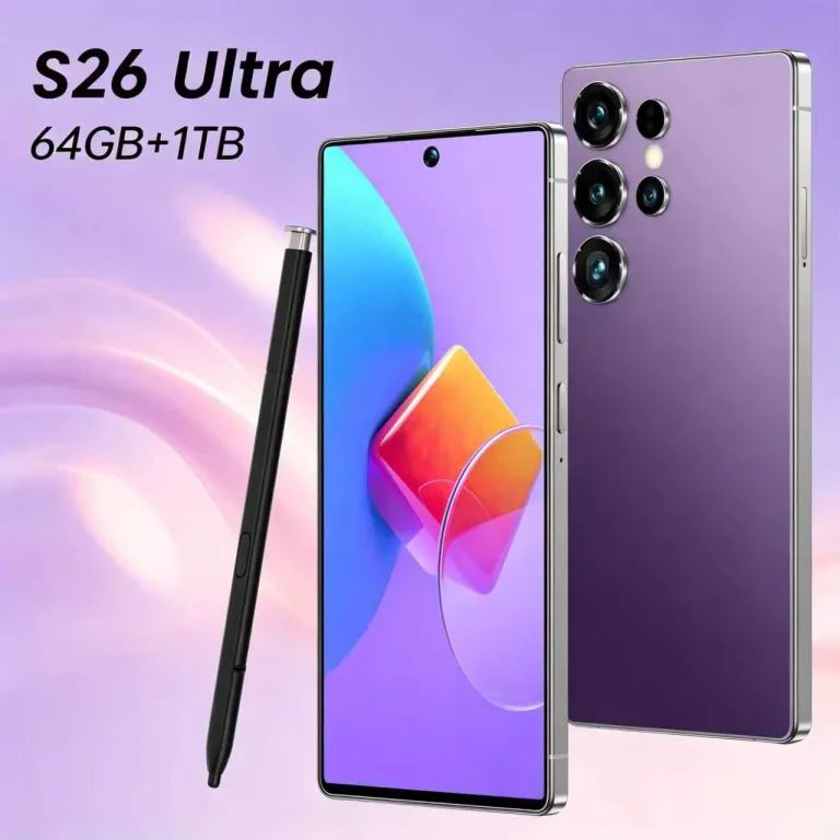 S26 ultra گوشی موبایل کراس‌بردر با صفحه‌نمایش بزرگ حفره‌دار اندروید موجودی آماده صادراتی پرفروش 7.3 اینچ قلم داخلی 4+64g