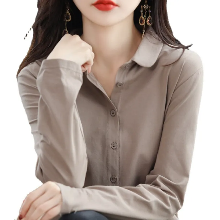 پیراهن آستین‌بلند نخی کشی زنانه با یقه پولو و طراحی خاص گشاد و شیک