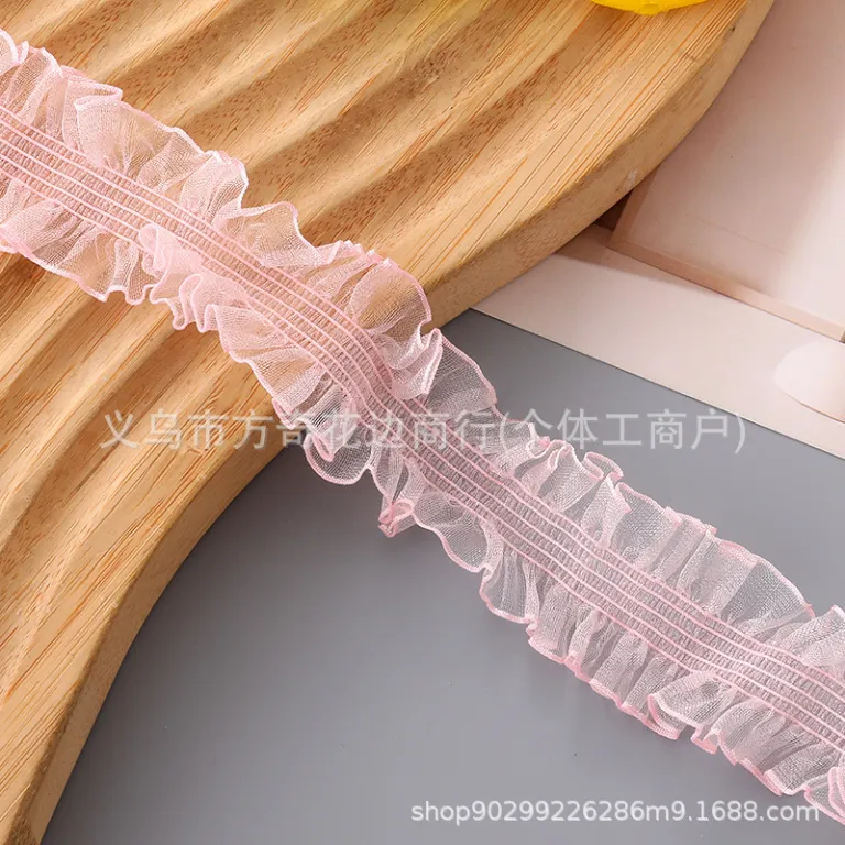 کش لبه چیندار با نوار توری، مناسب برای DIY دامن، یقه چینخورده و توری مشبک، از ملزومات و لوازم جانبی پوشاک