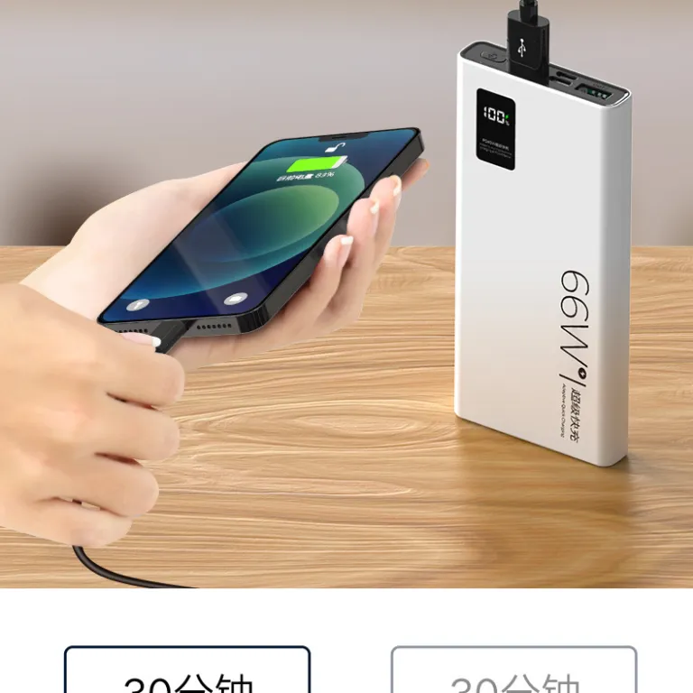 پاوربانک شارژ سریع سوپر 3C دارای گواهی 66W با ظرفیت بالا 20000 میلی‌آمپر ساعت، شارژ سریع دوطرفه و قابل حمل