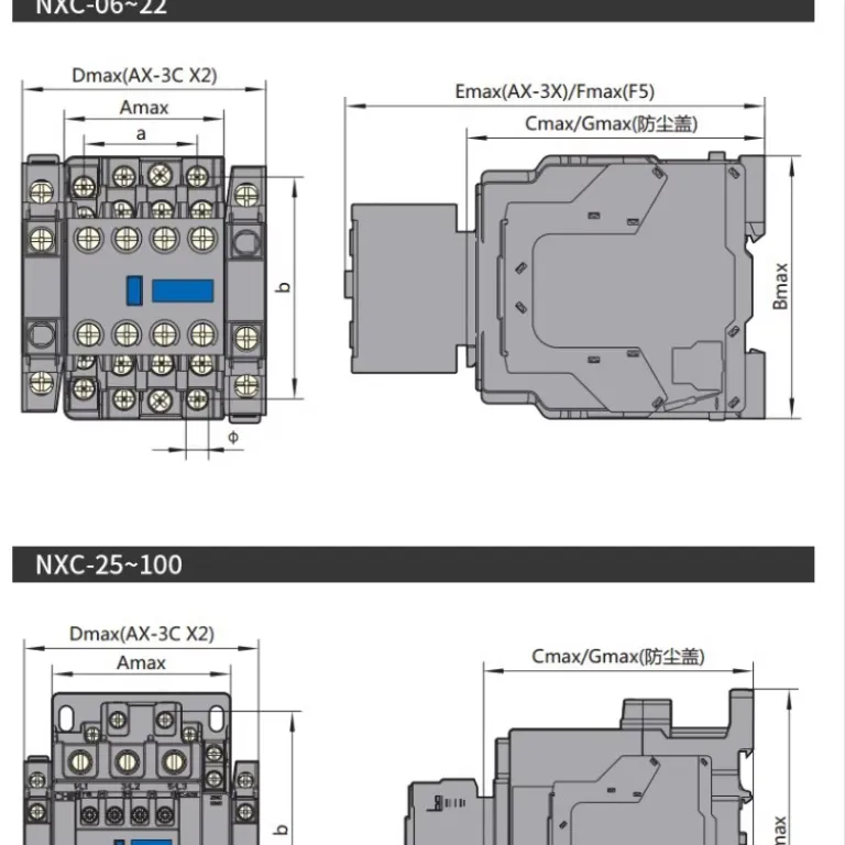 کنتاکتور AC چنت NXC 220V380V سه‌فاز CJX2 تک‌فاز 0912182532405065