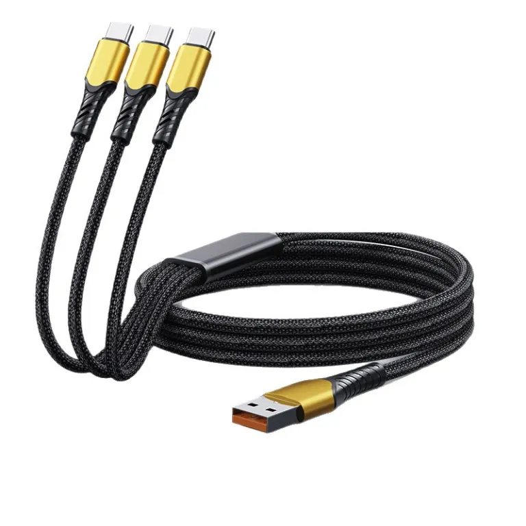 کابل شارژ سه‌کاره 100w شارژ سریع فوق‌العاده برای گوشی موبایل، مناسب اپل type-c و لپ‌تاپ آنر، کابل دیتا