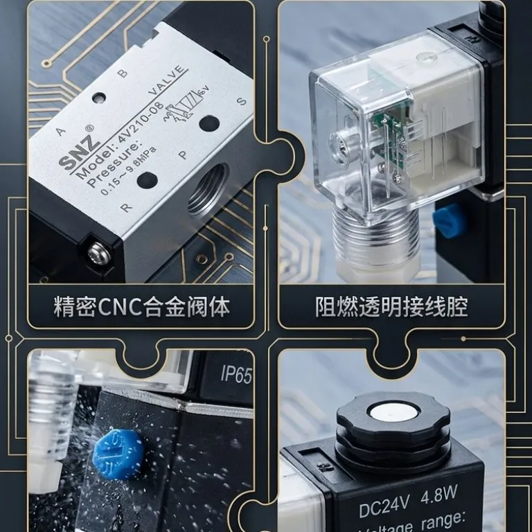 شیر برقی پنوماتیک 4V210-08 شیر معکوس‌کننده سیلندر دو وضعیتی پنج راهه 220V شیر کنترل الکترومغناطیسی 4V310-10