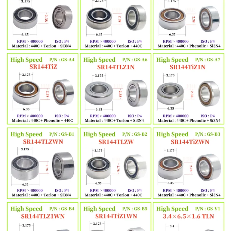 SR144TLZN بلبرینگ پرسرعت هندپیس دندانپزشکی 8 گلوله سرامیکی 55 بلبرینگ بی‌صدا ده هزار دور سازگار با هندپیس NSK