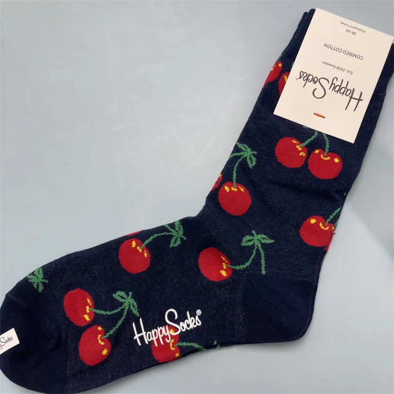 جوراب زنانه رنگارنگ HappySocks طرح کارتونی بامزه مدل اینستاگرامی نیمه‌ساقه بیرونی خیابانی
