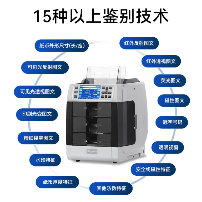 WR8301 دستگاه شمارش و تشخیص اسکناس خارجی با فناوری CIS، شمارش ترکیبی و محاسبه مجموع مبلغ 2+1 دستگاه تفکیک اسکناس