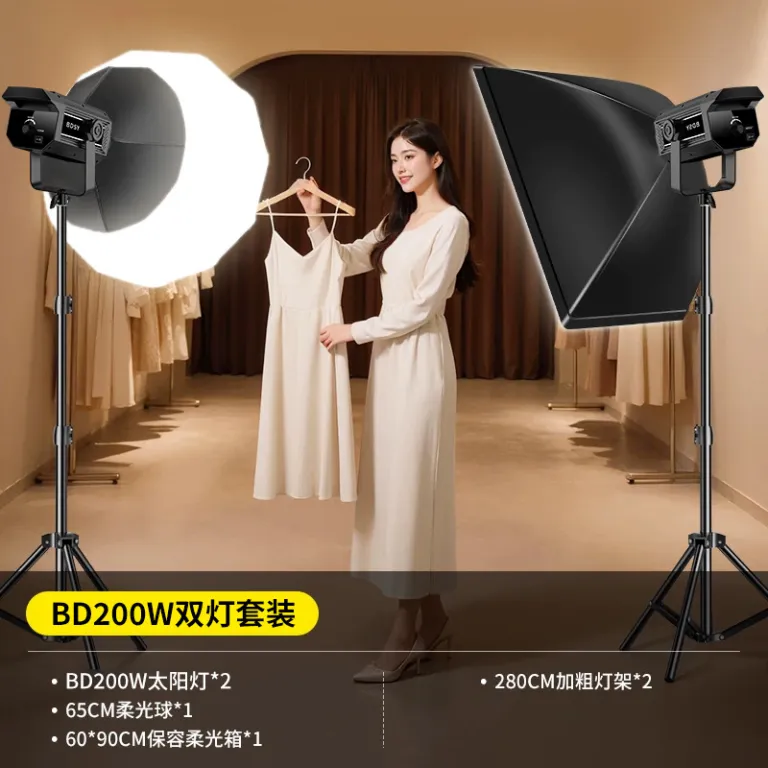 200W چراغ فیلم‌برداری COB پرقدرت برای استودیوهای اینترنتی، مناسب عکاسی از لباس در فضای داخلی، با نور زیبایی و جوان‌سازی پوست و رفلکتور عمیق