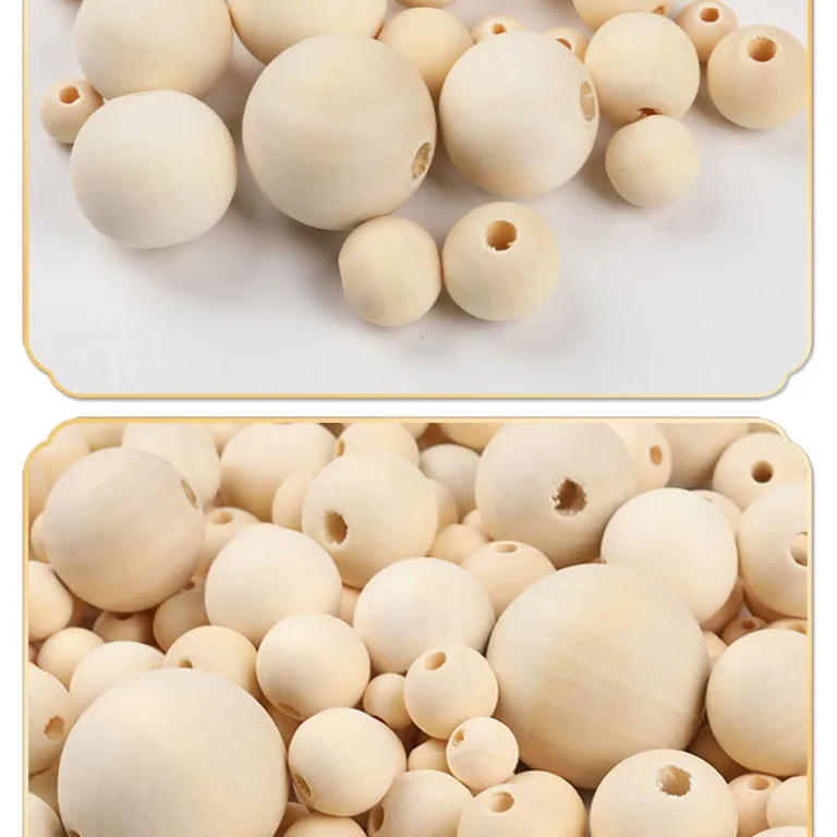 دستبند دست‌ساز مهره گرد چوب هلو مهره چوبی سوراخ‌دار 6-50mm لوازم جانبی DIY عمده