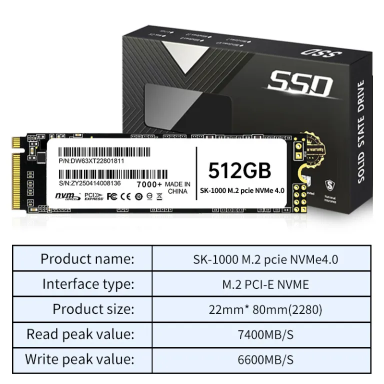 انگلیسی 7000+NVMe4.0 حافظه جامد 2280512g لپ‌تاپ 2tPCIe پروتکل SSD 1t