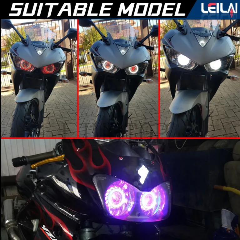 چراغ جلو LED یونیورسال خودرو و موتورسیکلت با لنز دوبل، فلاشر، چشم فرشته و چشم شیطان