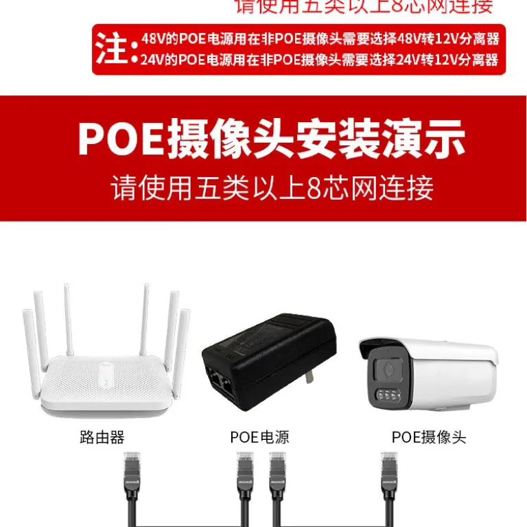 ماژول تغذیه POE 48 V/24V منبع تغذیه POE گیگابیتی و Fast Ethernet برای دوربین مداربسته، اکسس پوینت بی‌سیم و پل شبکه