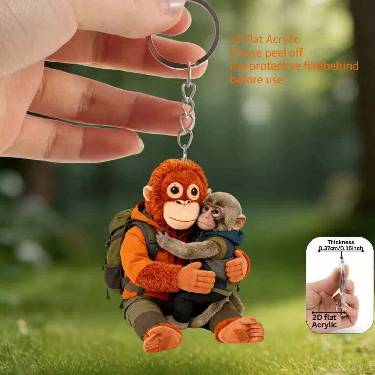 آویز عروسکی میمون Protect Punch قرمز با اکریلیک تخت 2D