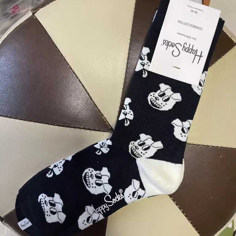 جوراب زنانه رنگارنگ HappySocks طرح کارتونی بامزه مدل اینستاگرامی نیمه‌ساقه بیرونی خیابانی